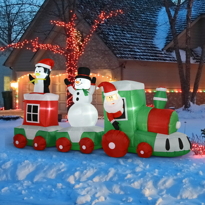 The Holiday Aisle® 11' Long Christmas Inflatable Train With LED Lights